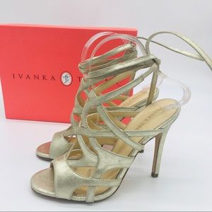 Ivanka Trump Platino Metallic Suede Leather Heels